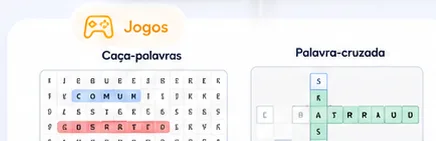 Jogos de caça-palavras e palavra-cruzada